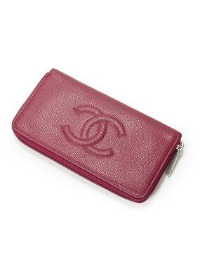 Chanel Timeless Zip Around Wallet Raspberry Pink Caviar Leather